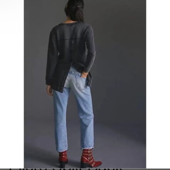 Pilcro by anthropologie Split Back Distressed Terry Tunic Top - size L - Picture 7 of 7